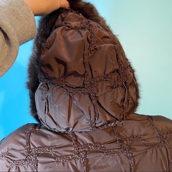 Winter dream women’s brown coloured rabbit fur‎ trimmed  coat in size 38 - Picture 4 of 9